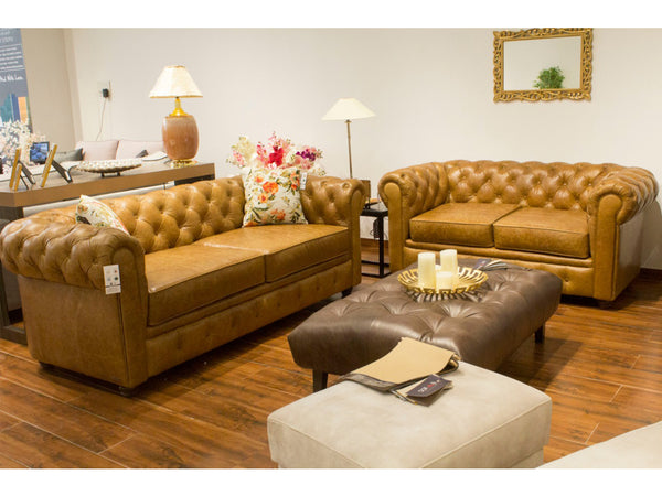 Chesterfield 4 Seater Leather Sofa
