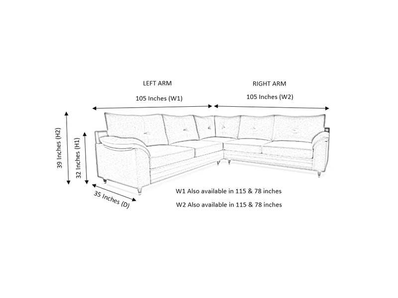Brooklyn Corner Artificial Leather Both Side Arms