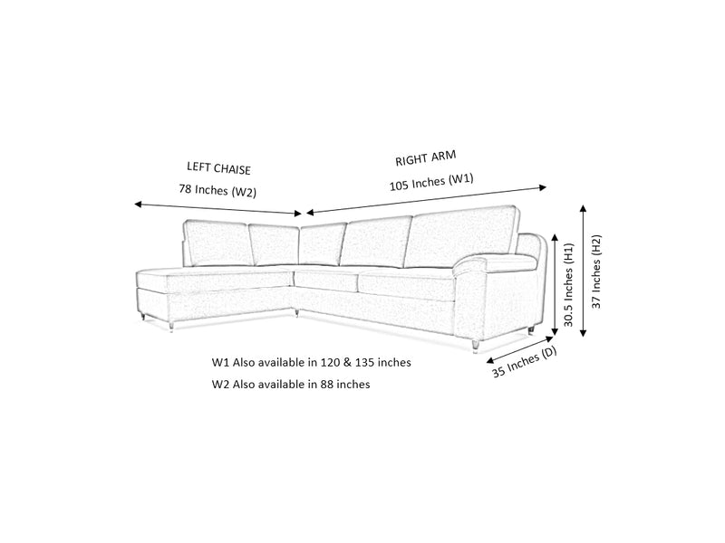 California Corner Leather RHF With Chaise