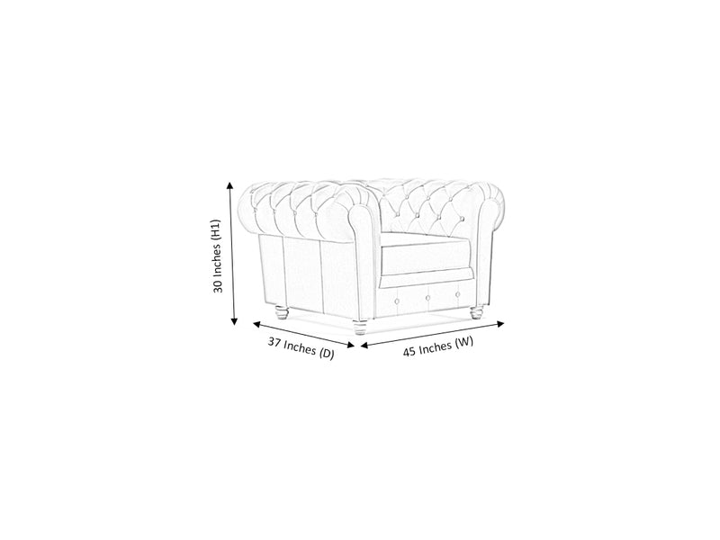 Chesterfield 1 Seater Artificial Leather Sofa